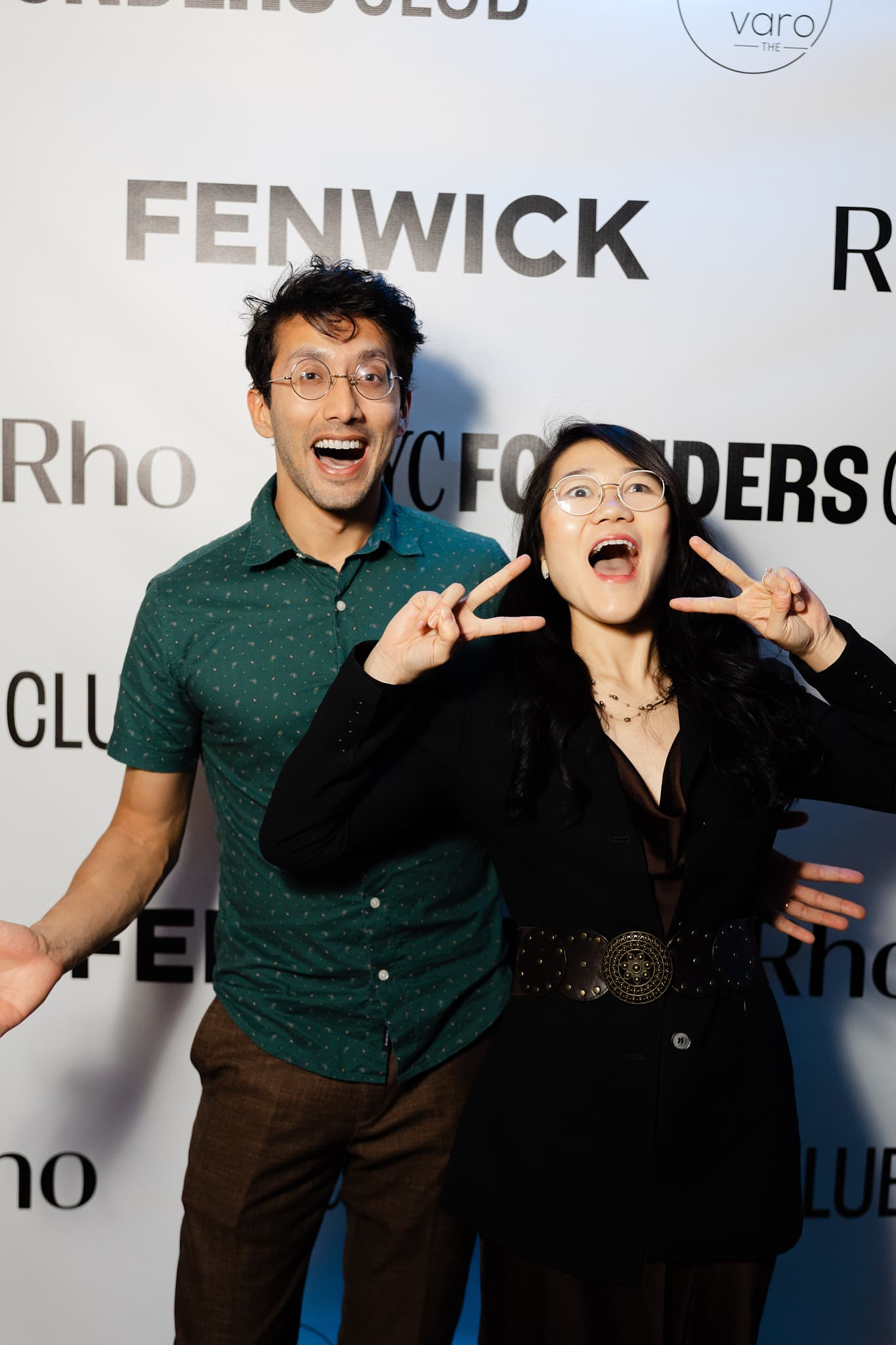 Fun pair at backdrop